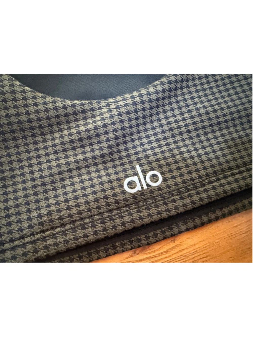 Alo Yoga Houndstooth Jacquard Longline Sports Bra Crop Top S